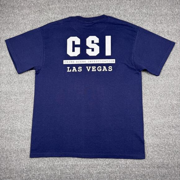 Vintage CSI Las Vegas T-Shirt Men's Large Blue TV Show Promo Crime Scene Y2K‎ - Picture 1 of 5